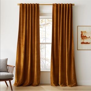 2 West Elm Velvet Curtains (in Golden Oak)